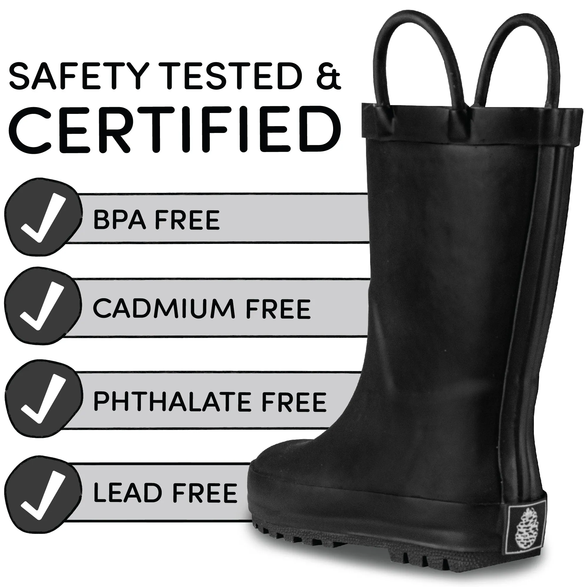Chalkboard Black Matte Rain Boots Active Walking Footwear