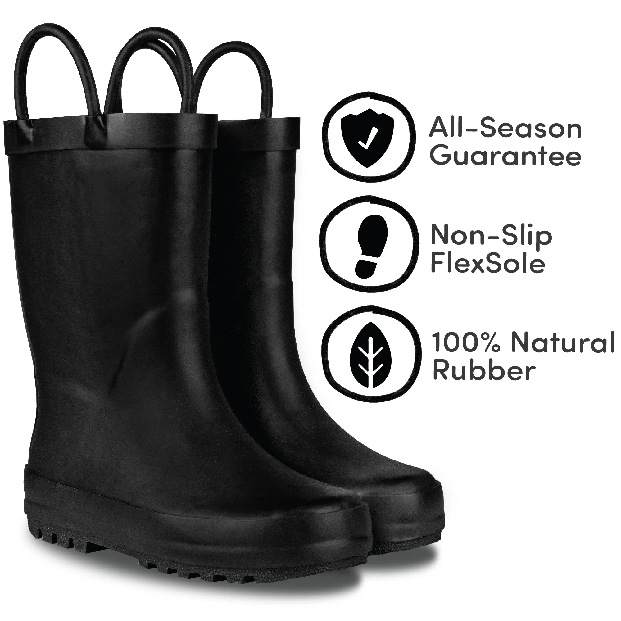Shock Absorbing Functional Fit Chalkboard Black Matte Rain Boots