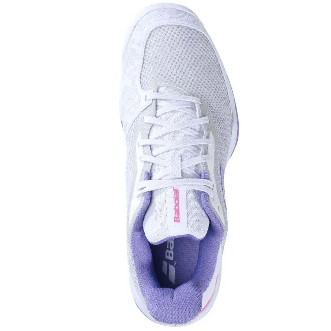 Mobility Gear Lace System Babolat Jet Tere All Court Women Tennis Shoes - White/Lavender