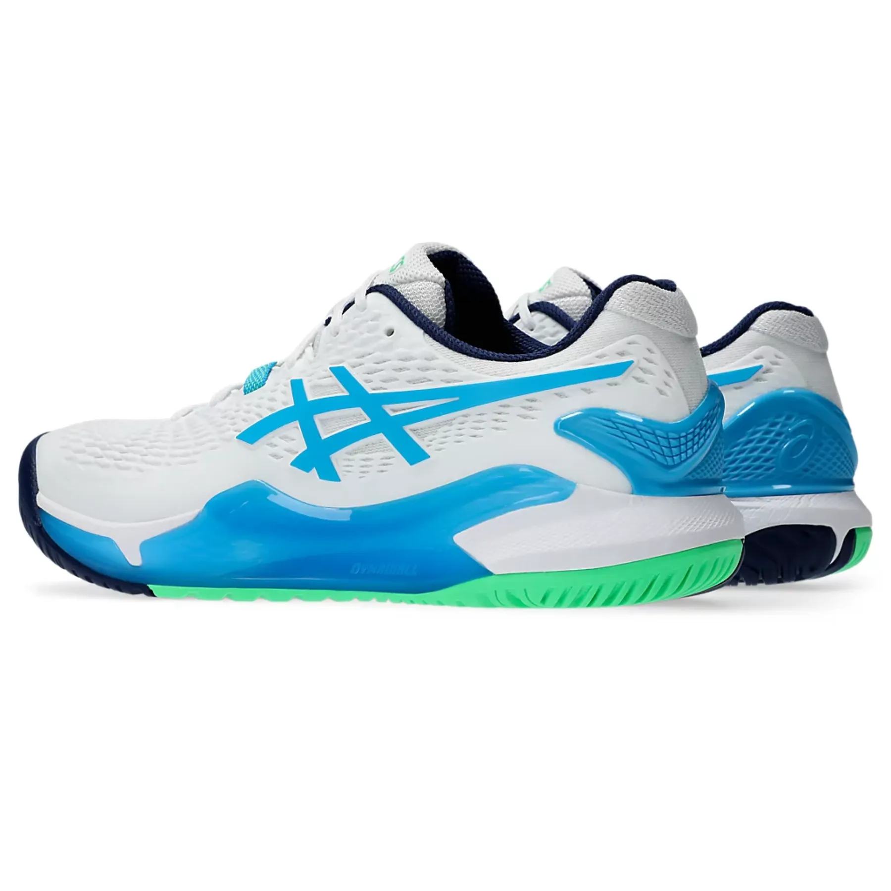 Asics Gel-Resolution 9 Men Tennis Shoes - White/Digital Aqua Lace Up Durable Construction