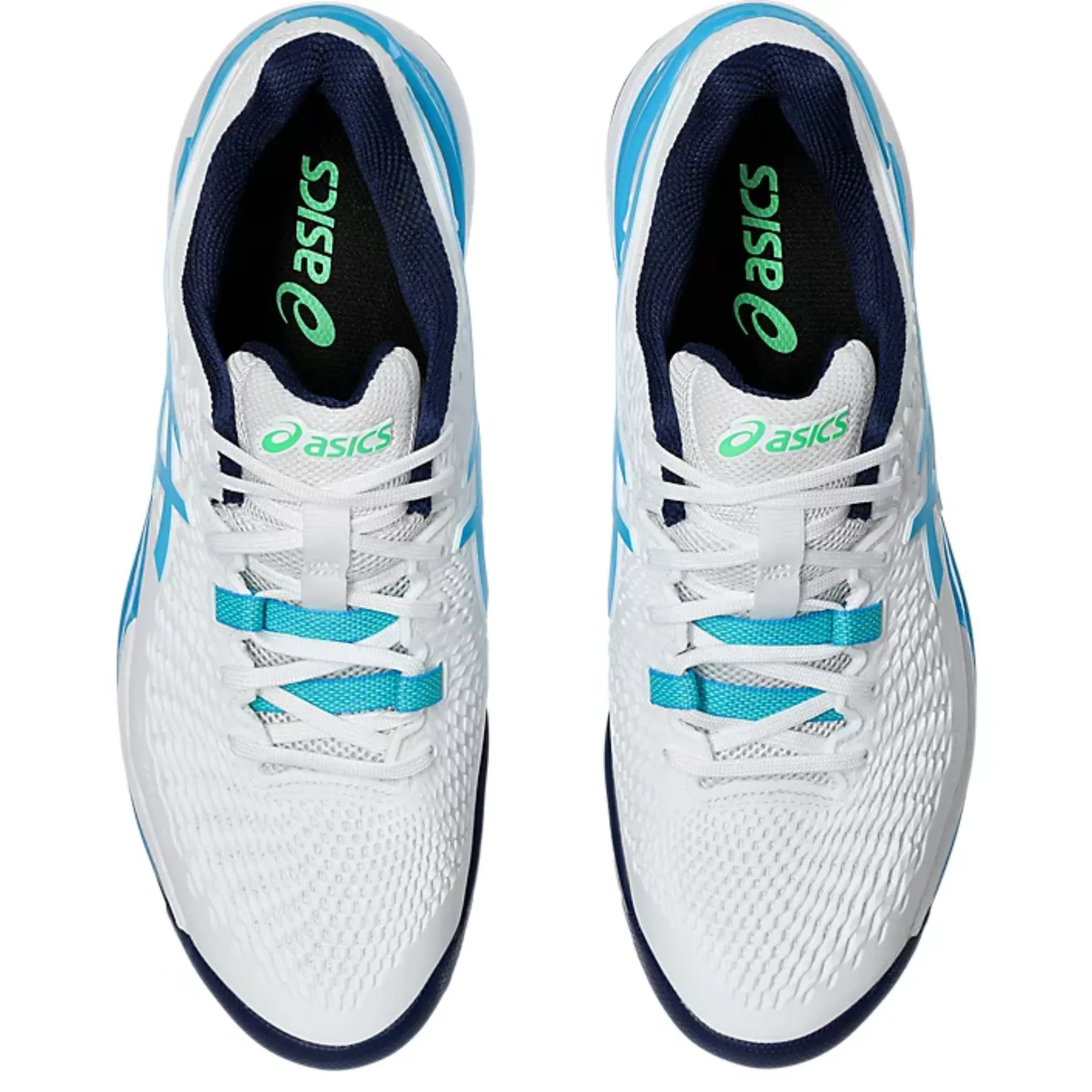 Asics Gel-Resolution 9 Men Tennis Shoes - White/Digital Aqua Slim Shape Casual Comfort