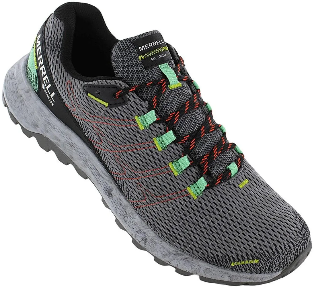 Gym Friendly Impact Resistant Merrell Fly Strike GORE-TEX Mens Trail Running Shoes - Grey