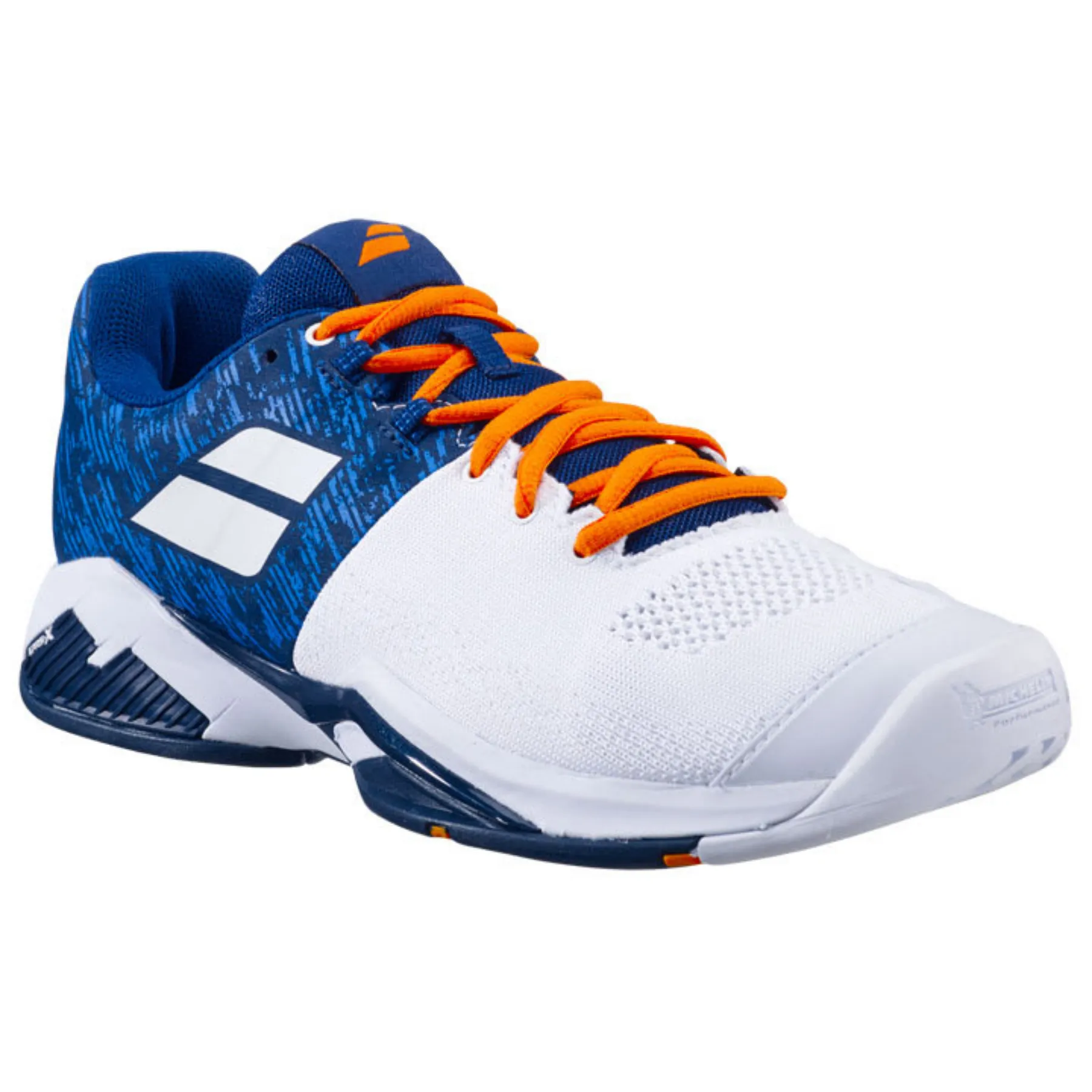 No Slip Athletic Babolat Propulse Blast All Court Men's Tennis Shoes - White/Dark Blue