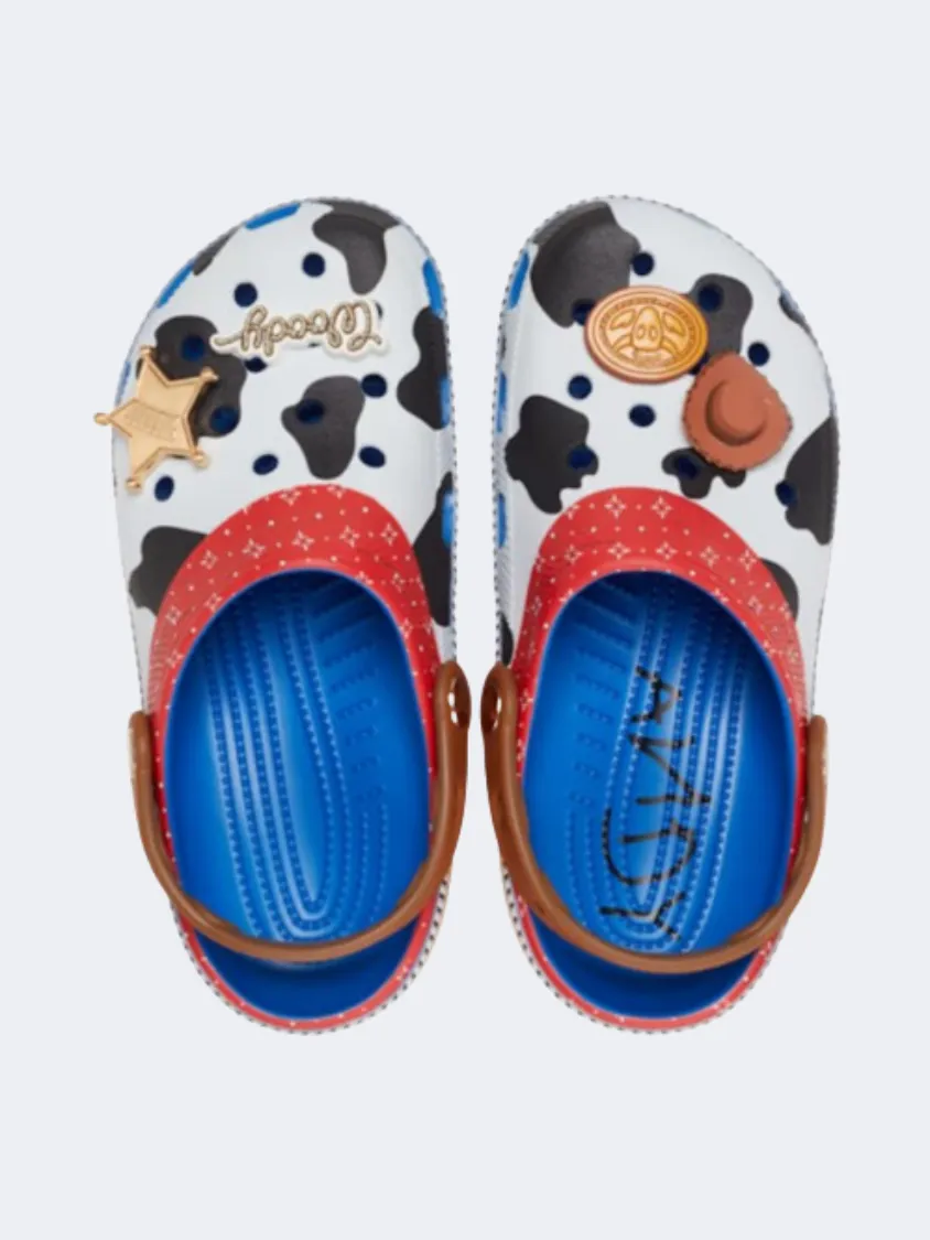 Breathable mesh Palm Base Crocs Toy Story Woody Classic Kids Unisex Lifestyle Slippers Blue Jean