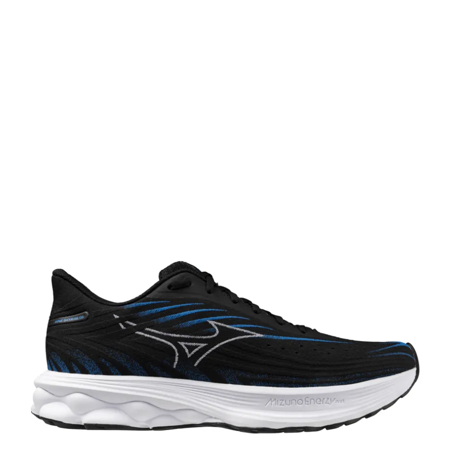 fair play Mizuno Men's Wave Skyrise 6 Running Shoes in Black/White/Blue Pace SS25