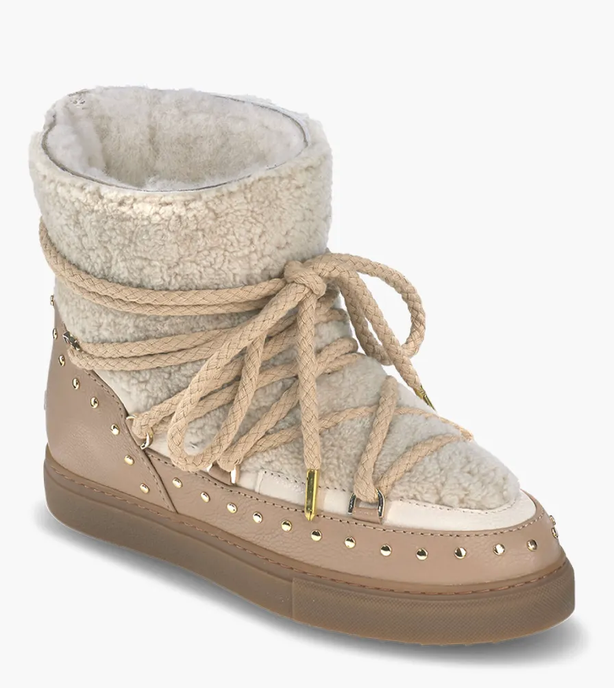 Snow Outdoor Footwear Stable INUIKII Sneaker Curly Rock Wedges Beige Boots