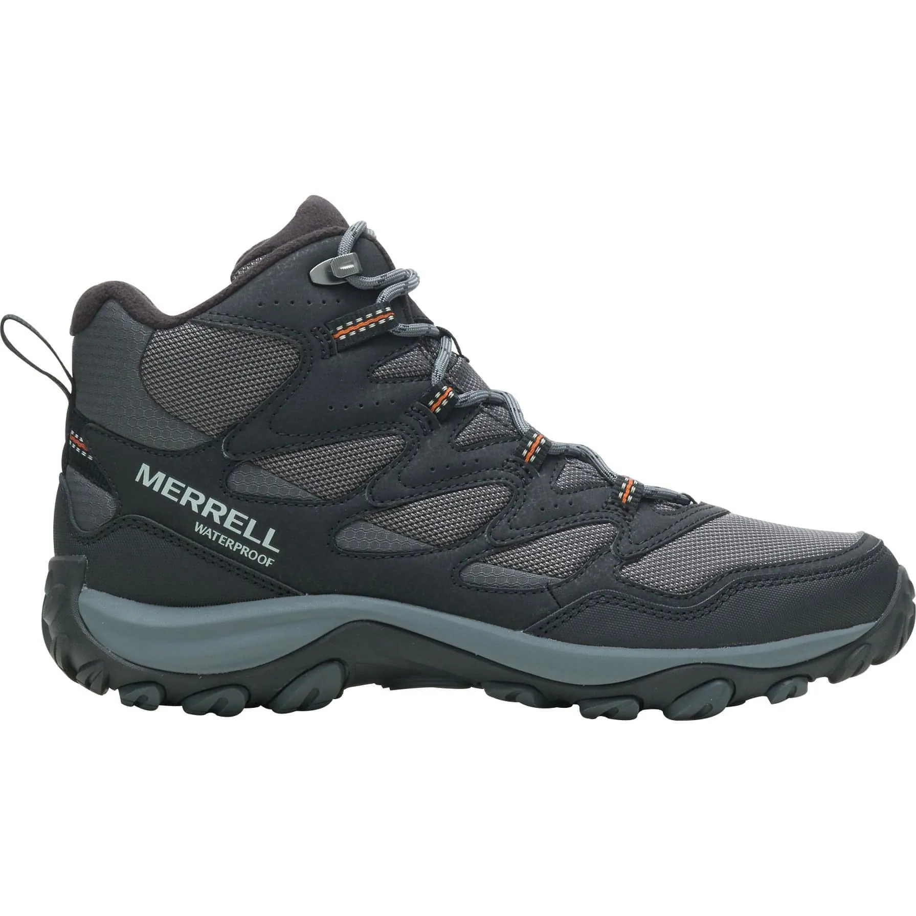 Secure Lacing Merrell West Rim Sport Thermo Mid Mens Waterproof Walking Boots - Black