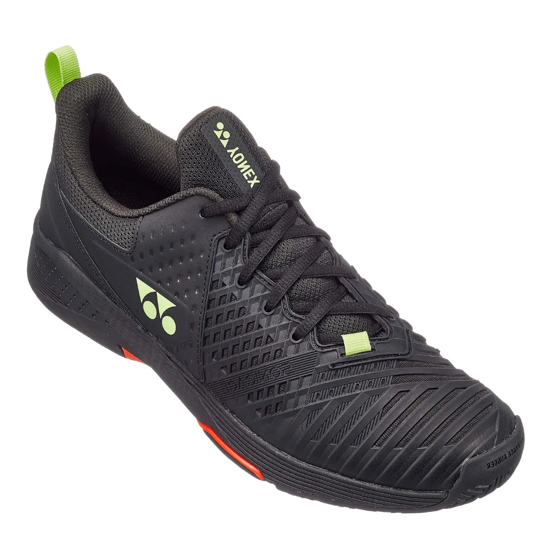 Yonex Sonicage 3 All Court Black Lime Mens Tennis Shoes Quick lacing Adjustable Laces