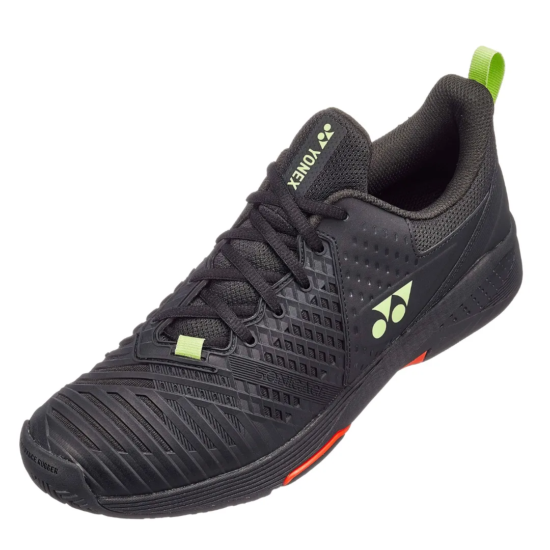Comfortable Heel Zip Up Design Yonex Sonicage 3 All Court Black Lime Mens Tennis Shoes
