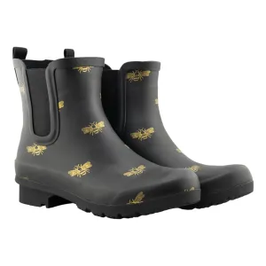 Chelsea Matte Black Bees Women??s Rain Boots foldable