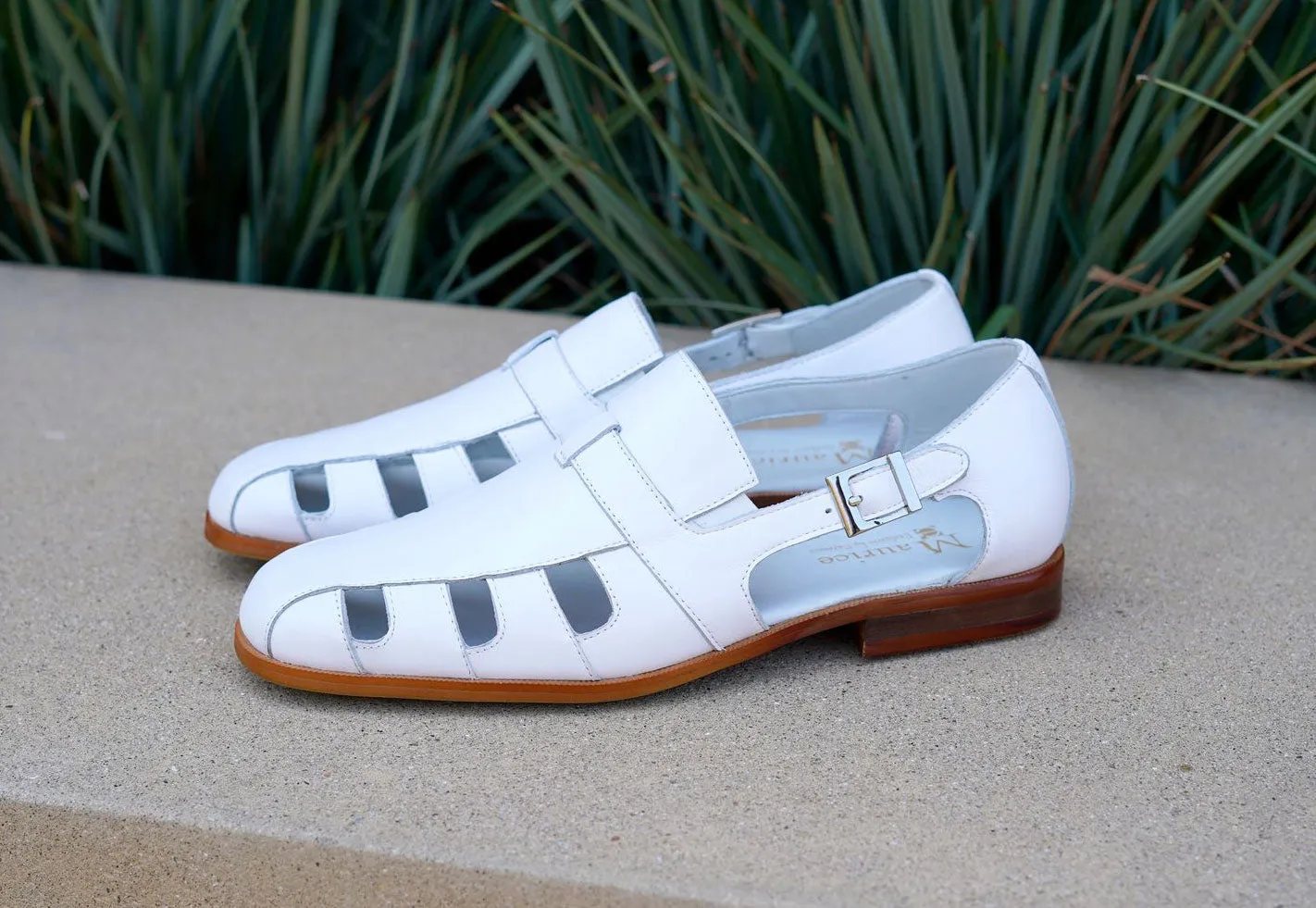 Maurice Calfskin Slip-On Sandal/Shoe White Pure Black Baby Soft