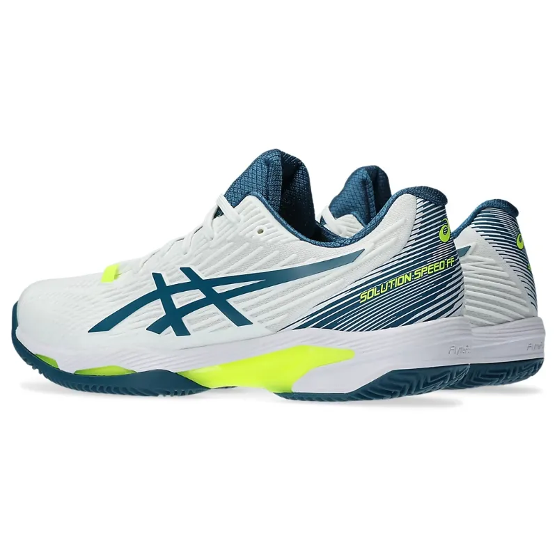 Cool Mesh Stability frame Asics Solution Speed FF 2 White/Restful Teal  Clay Mens Tennis Shoes