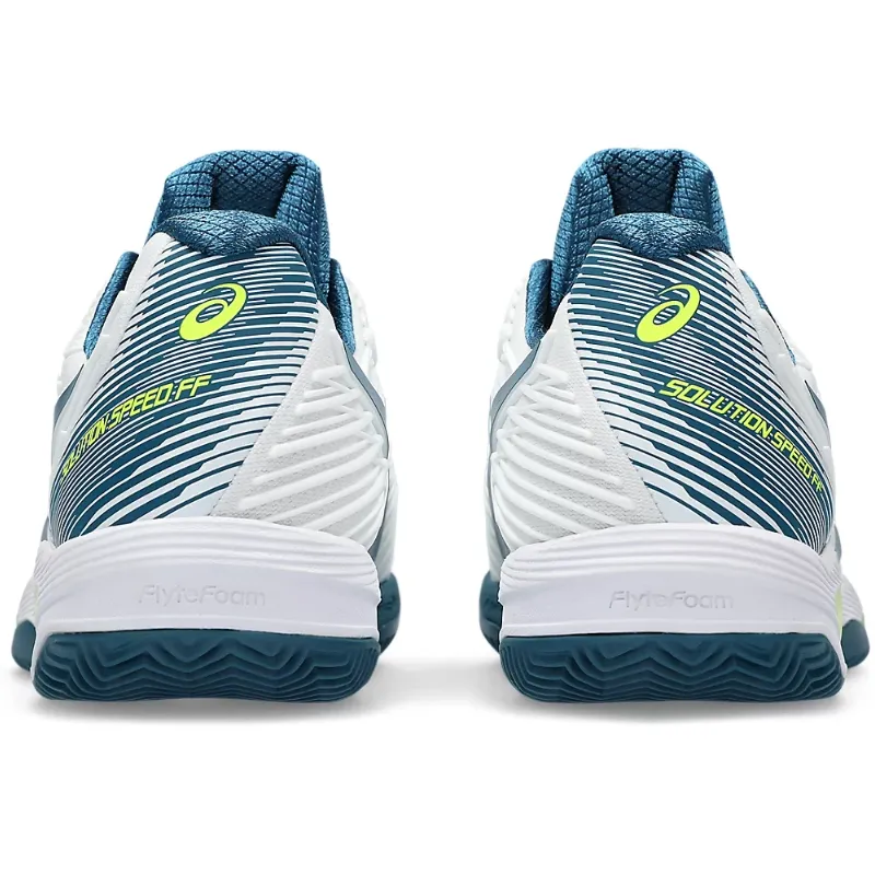 Grippy Tread Unisex style Asics Solution Speed FF 2 White/Restful Teal  Clay Mens Tennis Shoes