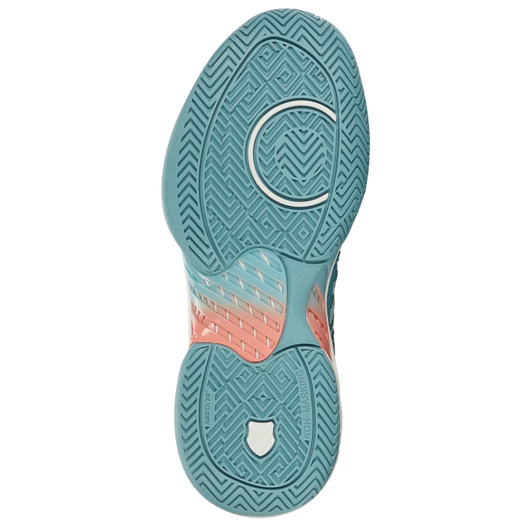 K Swiss Hypercourt Supreme Women Tennis Shoes - Nile Blue/Blanc De Blanc/Desert Flower Soft Padding Comfort Motion