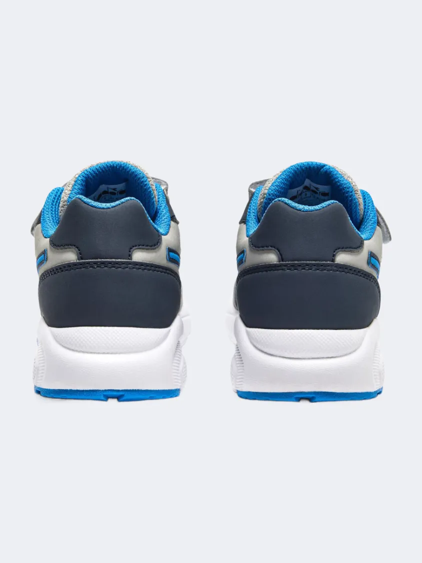 Narrow Fit Diadora Falcon 5 Jr V Ps-Boys Running Shoes Silver/Blue