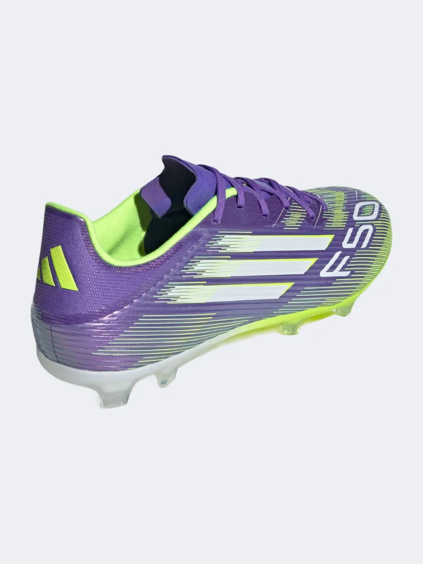 Adidas F50 League Firm/Multi-Ground Cleats Unisex Football Shoes Purple/White/Lemon Replacement kids' shoes