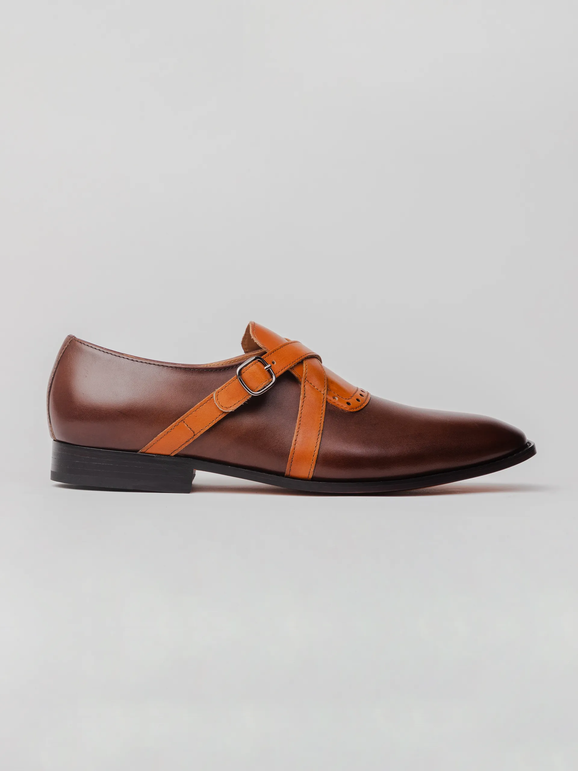 Stylish Pattern Grab Shade Jayden Single  Monk-strap - Tan/Brown