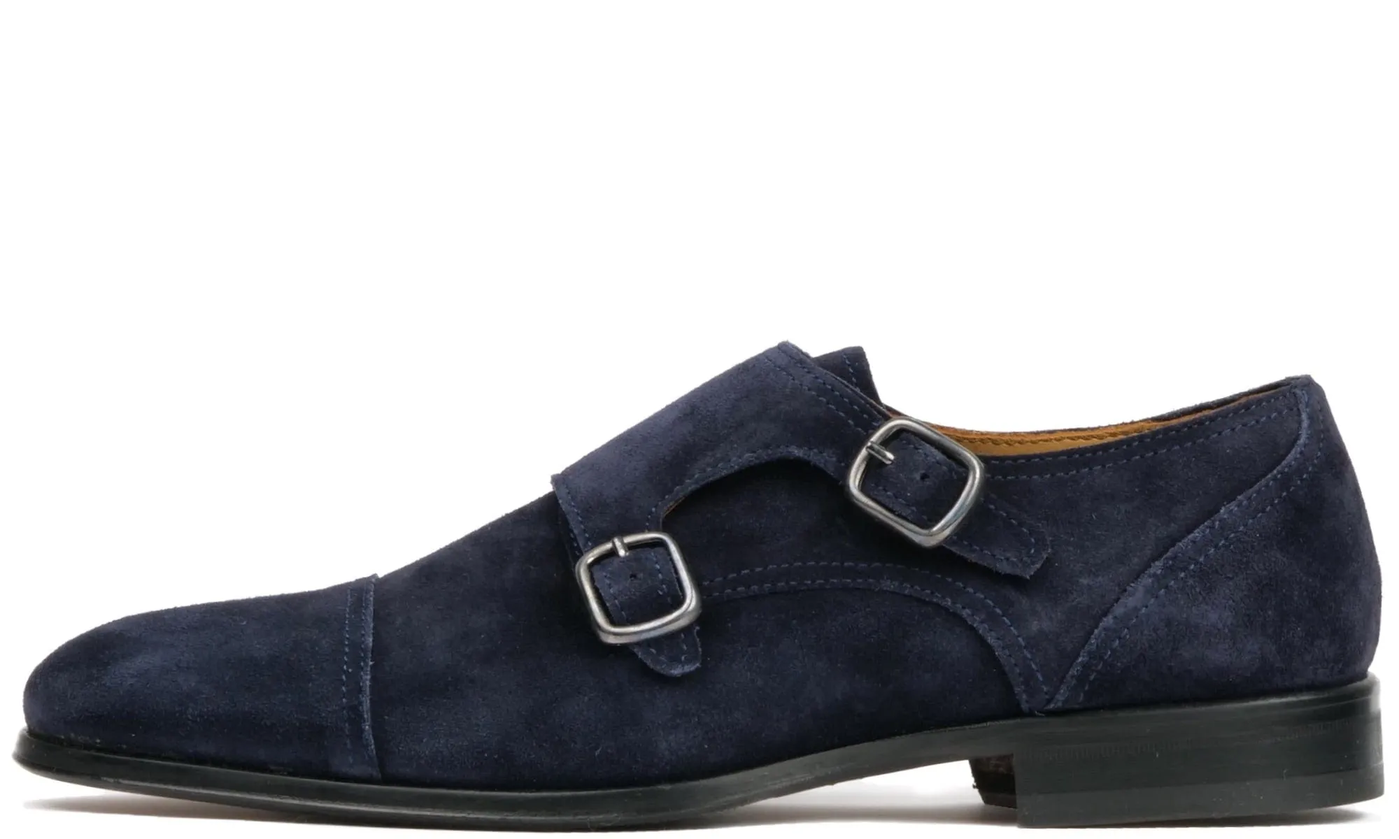 Bourne Monk Strap Navy Blue Suede Elegant Special Fit