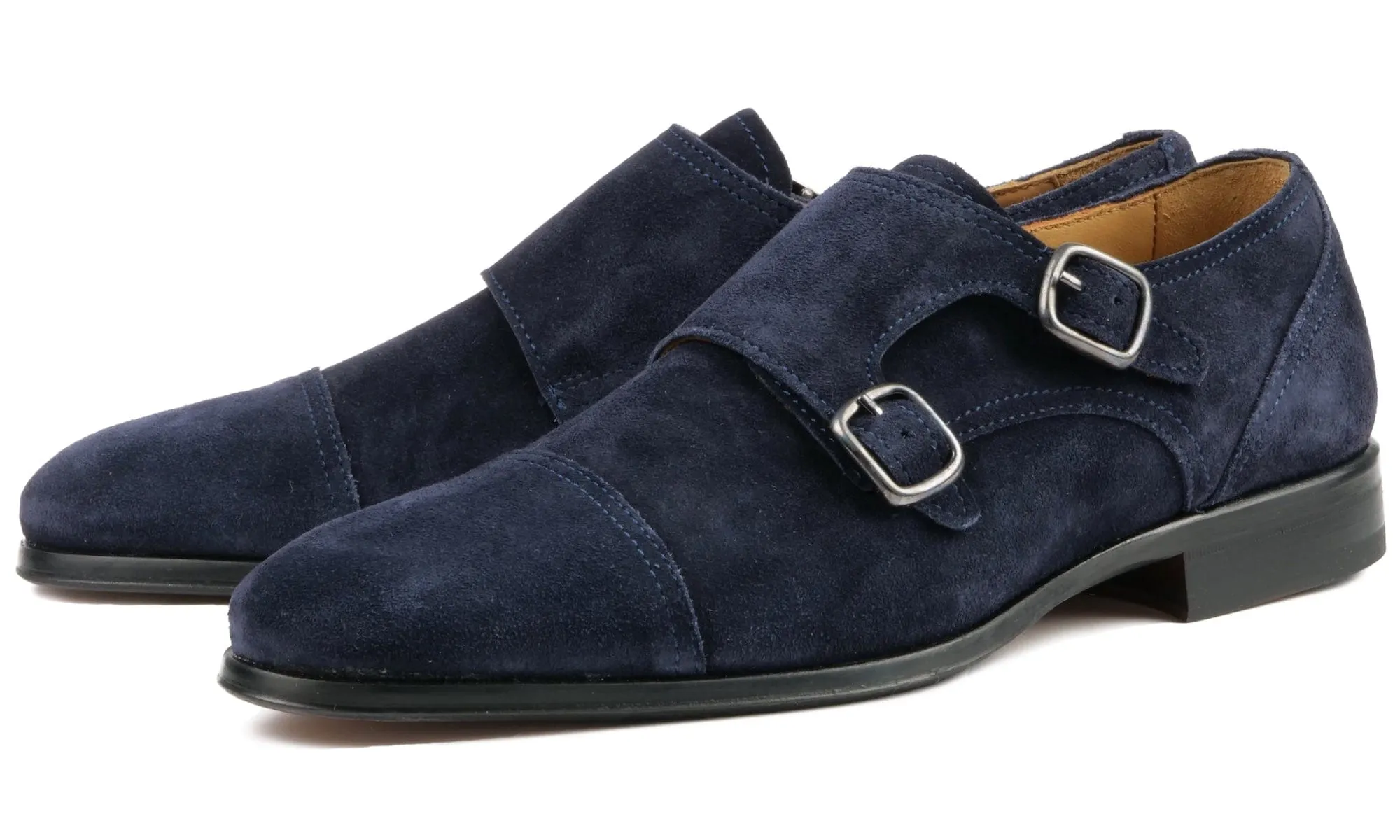 Bourne Monk Strap Navy Blue Suede Versatile Shoes