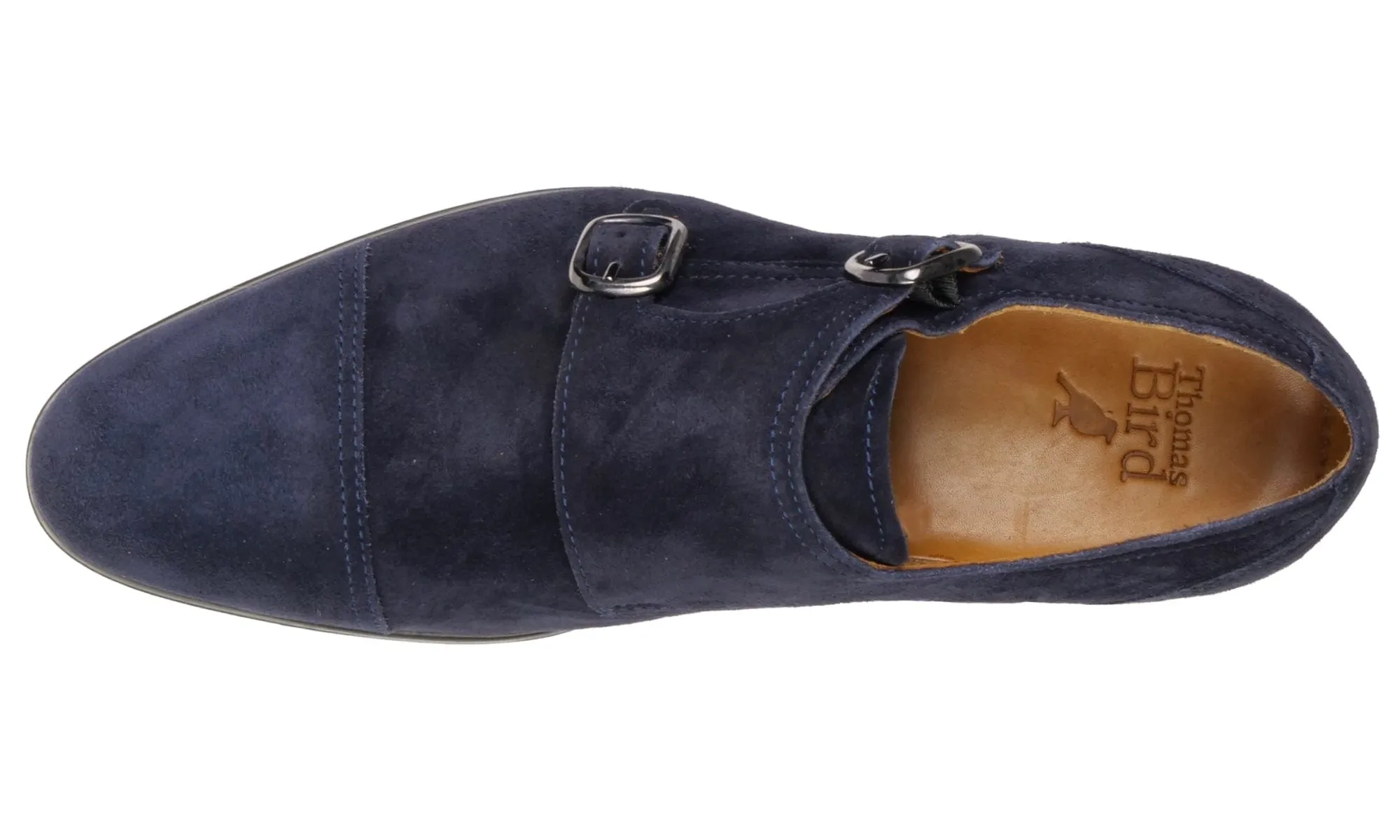 Bourne Monk Strap Navy Blue Suede Occasion Sharp