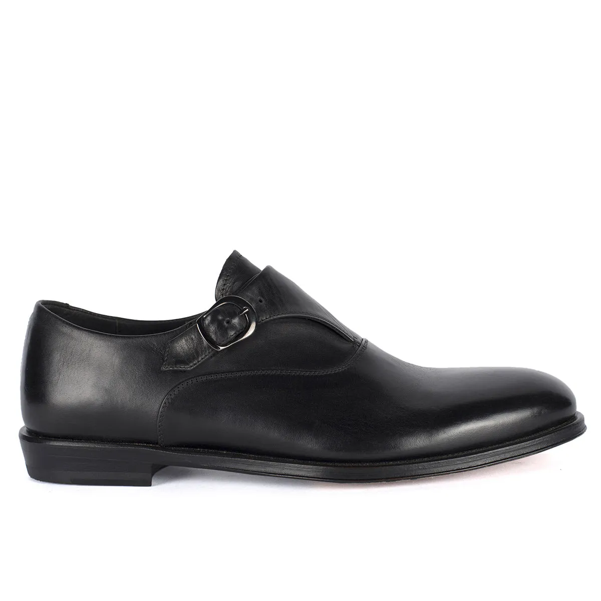JASON 49020<br>Monkstrap in black leather Crisp Trim True Shade