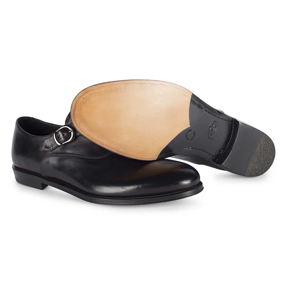 Casual Comfort Gloss Grain JASON 49020<br>Monkstrap in black leather