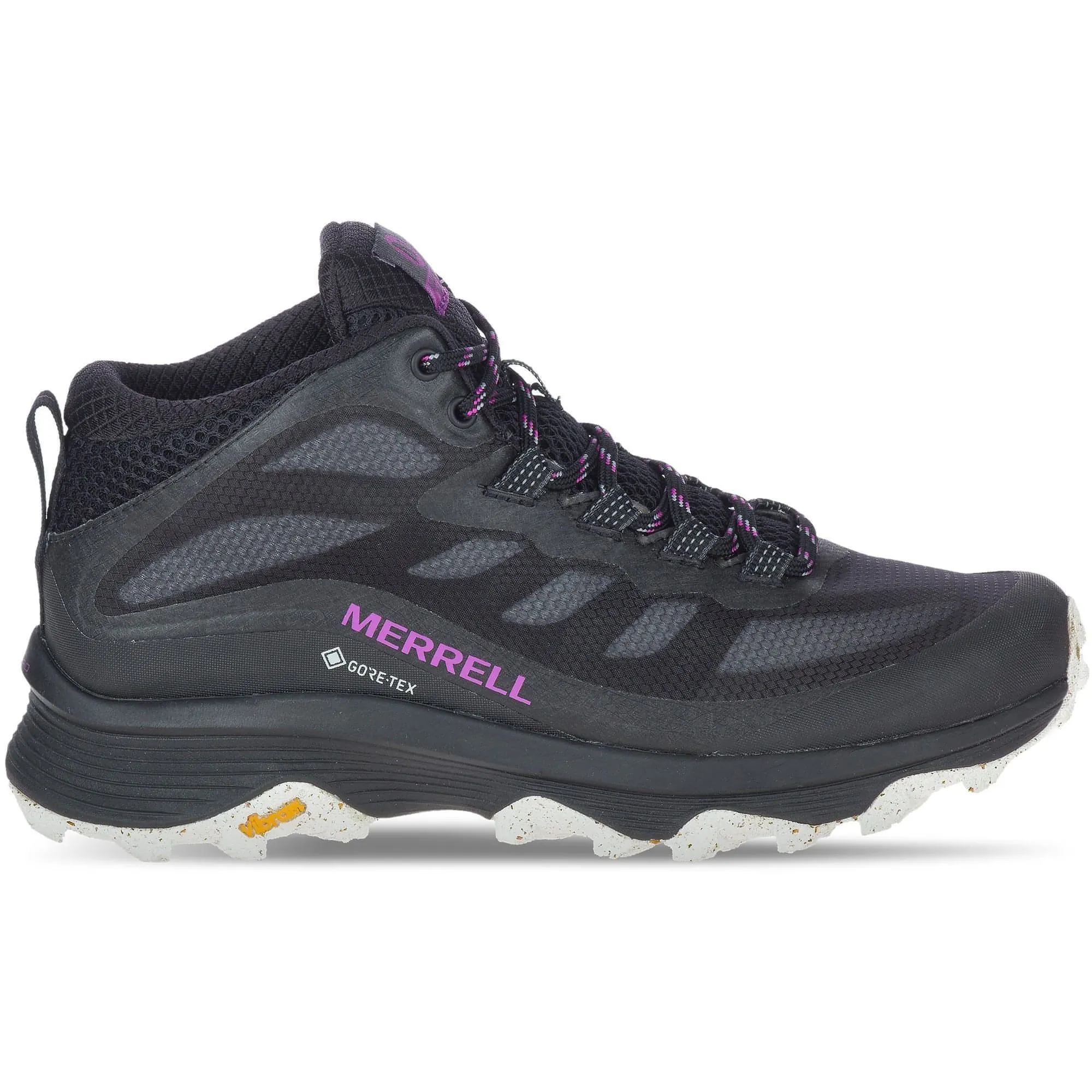 Merrell Moab Speed Mid GORE-TEX Womens Walking Boots - Black Long Trek Rubber Outsole