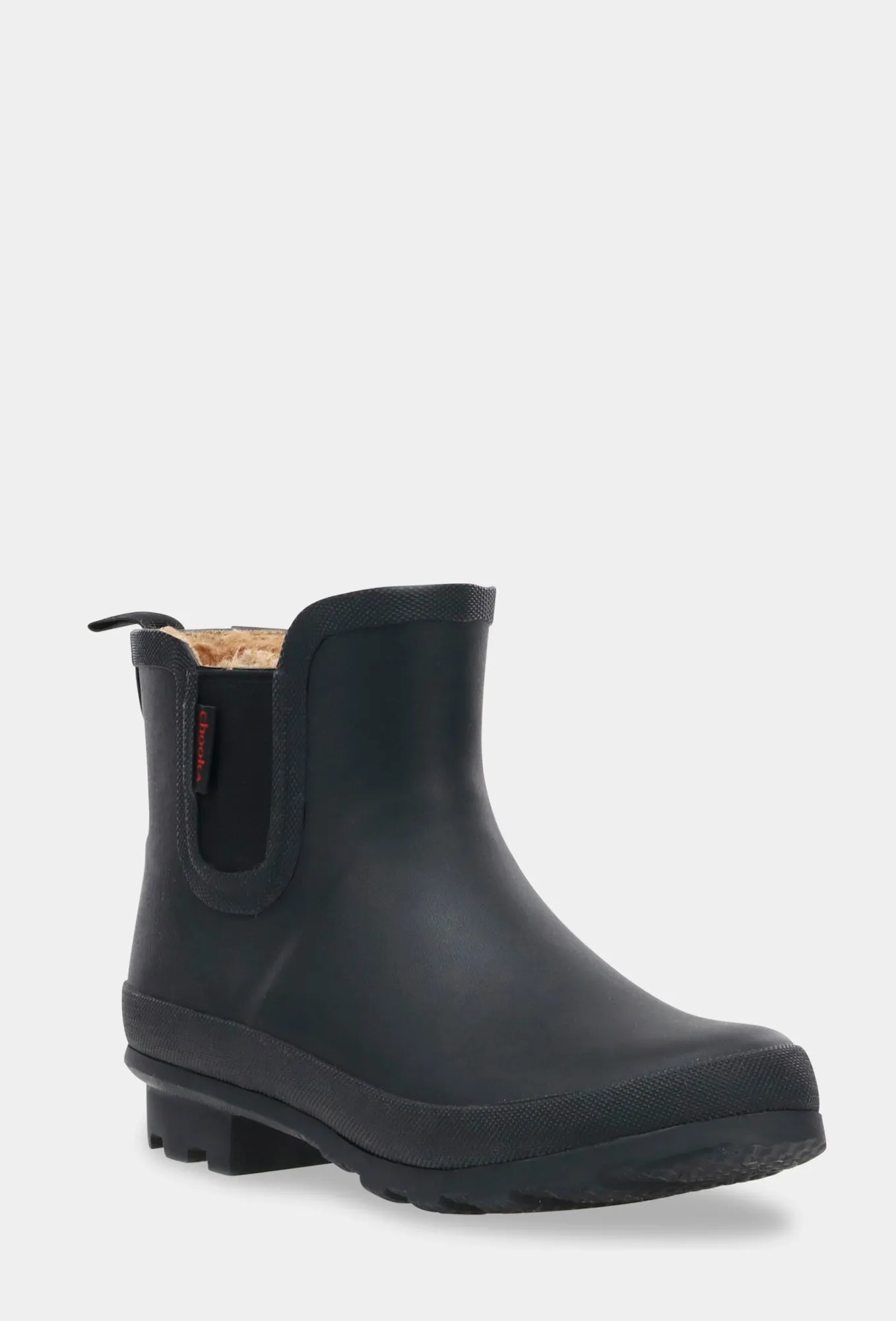 PLUSH CHELSEA RAIN BOOT- BLACK Reinforced Urban Walk Fit