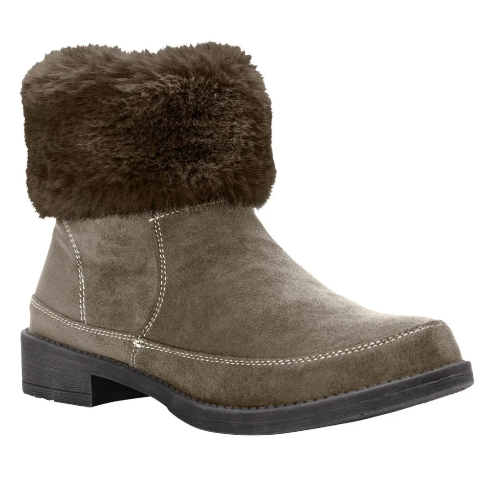 Storm Ready Stretchable Propet Tabitha Faux Fur Smoked Taupe Ankle Boot (Women's)