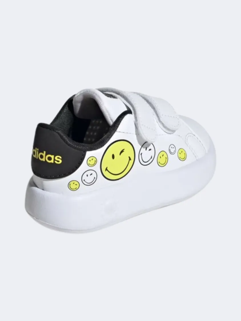 Dark Edge Rich Glow Adidas Advantage Smiley Infant Unisex Sportswear Shoes White/Yellow/Black