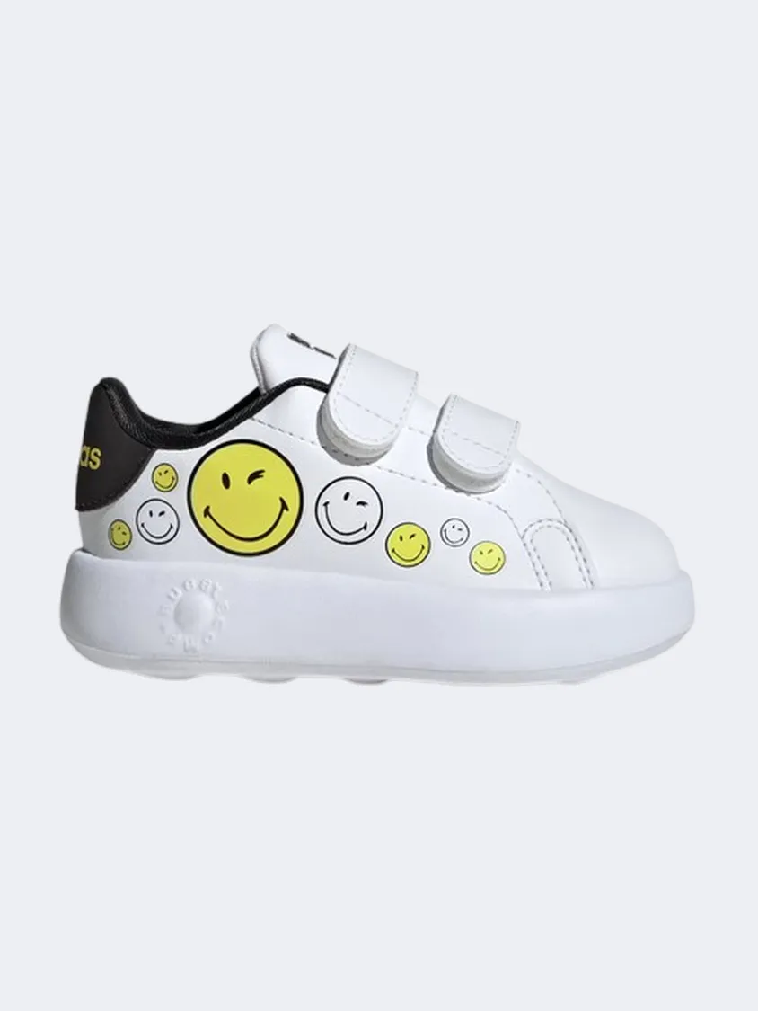 Cool Pop Adidas Advantage Smiley Infant Unisex Sportswear Shoes White/Yellow/Black