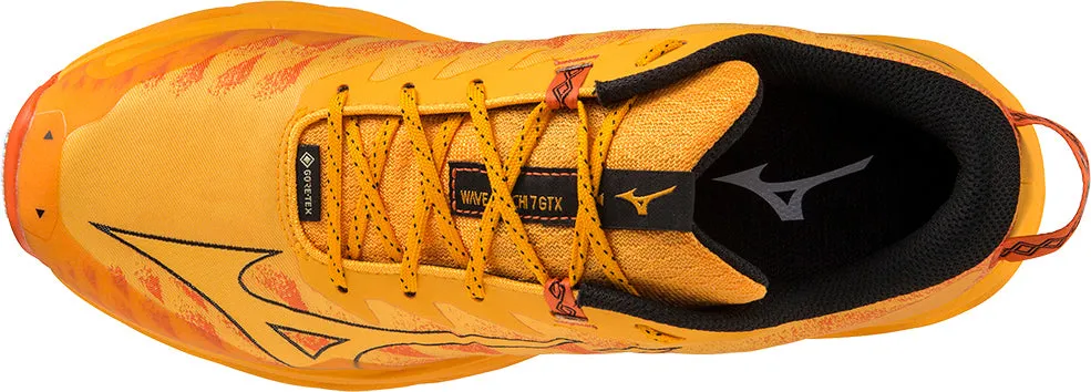Elastic Material Mesh panels maintain airflow even during intense activity Mizuno Wave Daichi GORE-TEX Mens Trail Running Shoes - Orange