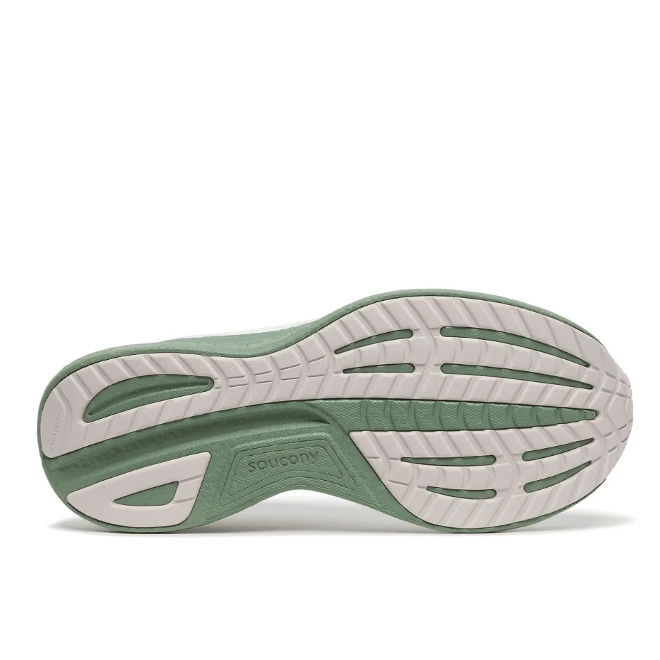 Saucony Men's Ride 18 Running Shoes in White/Olivine SS25 Minimalist Design