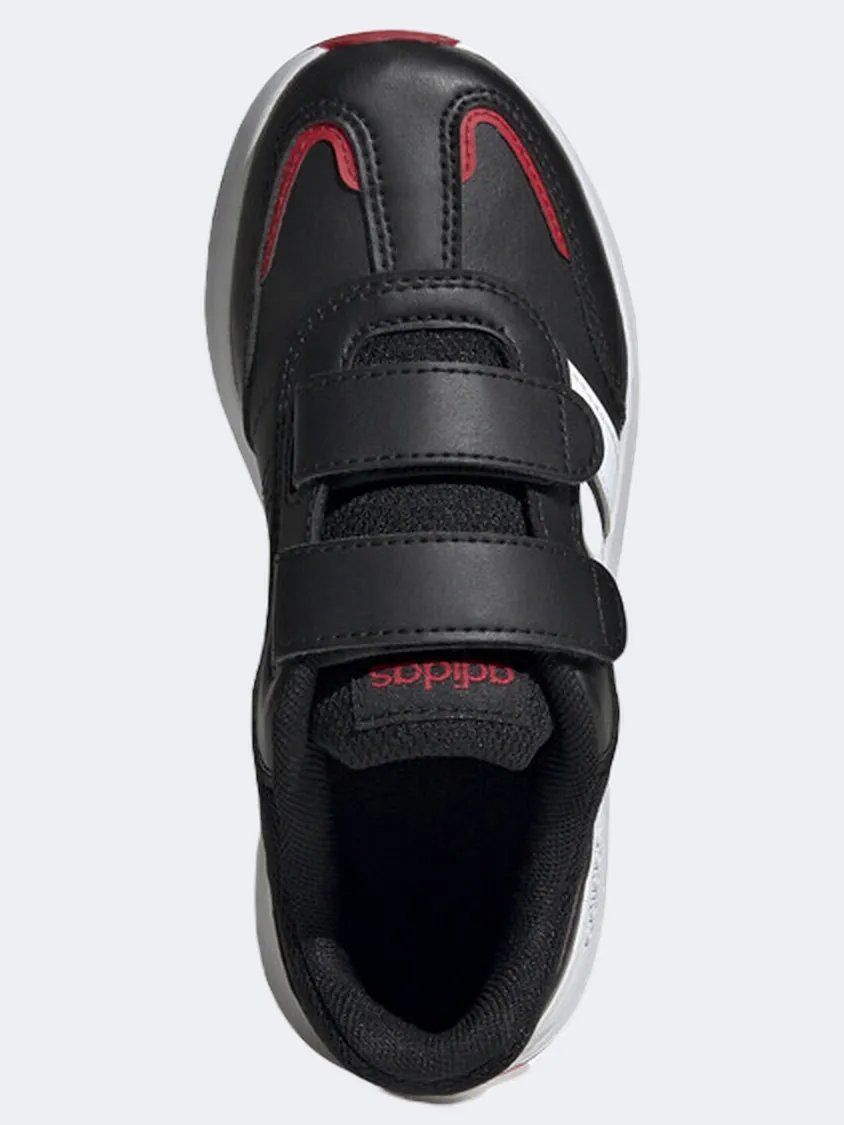 Pure Black Queen Fit Adidas Tensaur Switch Cf Ps-Boys Sportswear Shoes Black/White/Scarlet