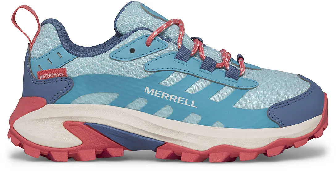 Merrell Moab Speed 2 Waterproof Junior Walking Shoes - Blue Adjustable Trail Comfort Fit