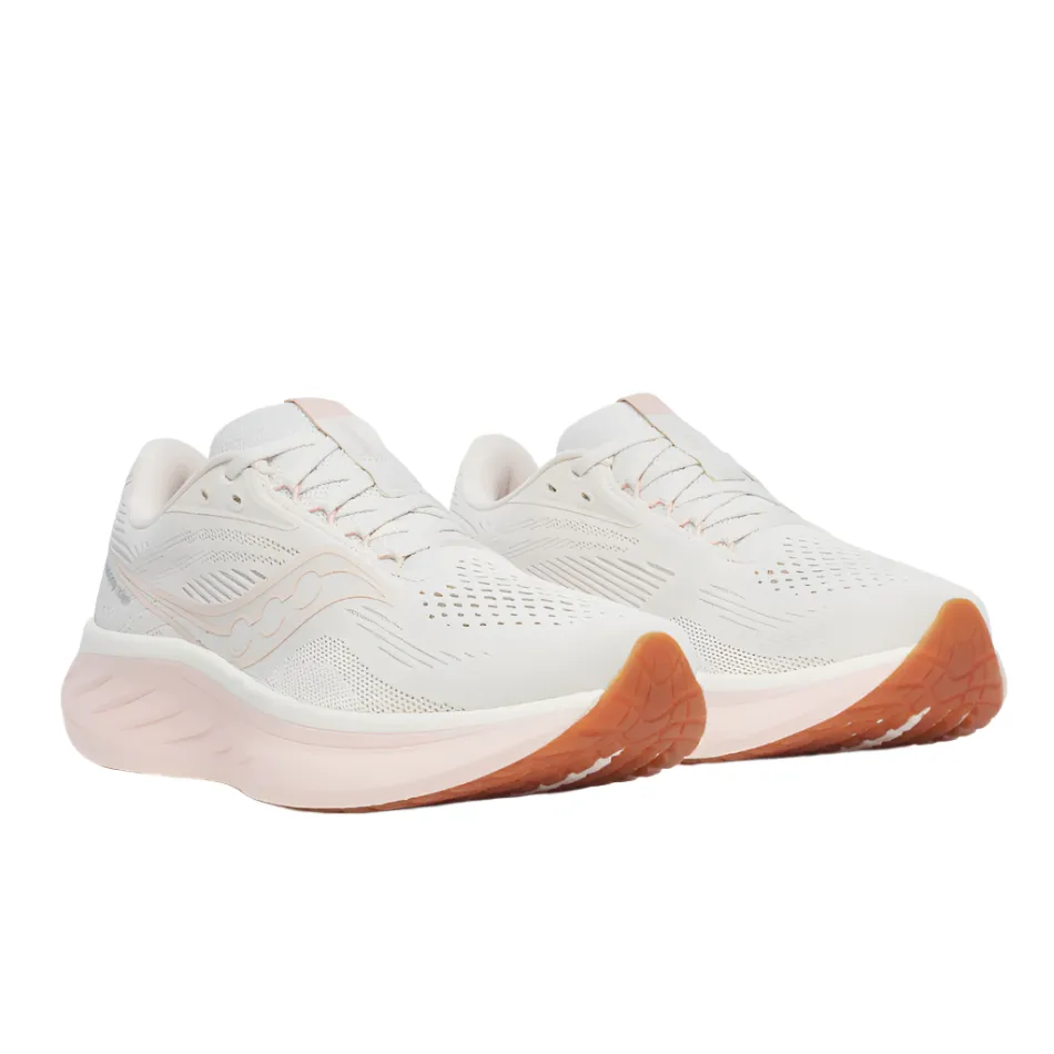 adjustable - strap - feature shoes Saucony Women's Ride 18 Running Shoes in Quartz/Peony - Online Exclusive