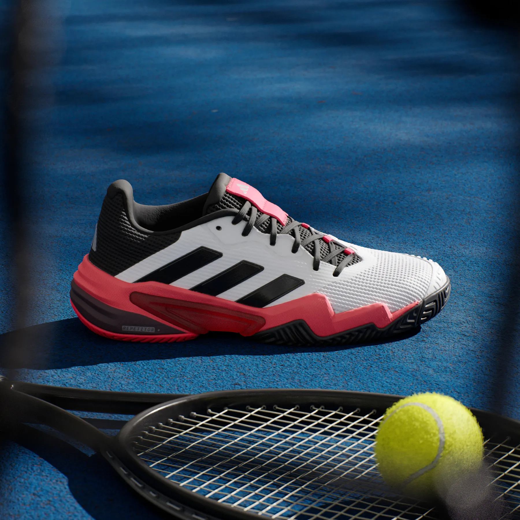 Adidas Barricade 13 Mens Tennis Shoes - Cloud White/Core Black/Lucid Red High Top