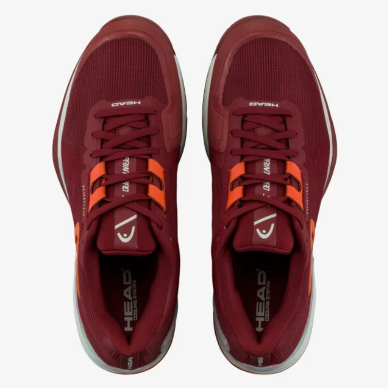 Head Sprint Pro 3.5 Men Tennis Shoes - Dark Red/Orange Slip Resistant Lace Closure