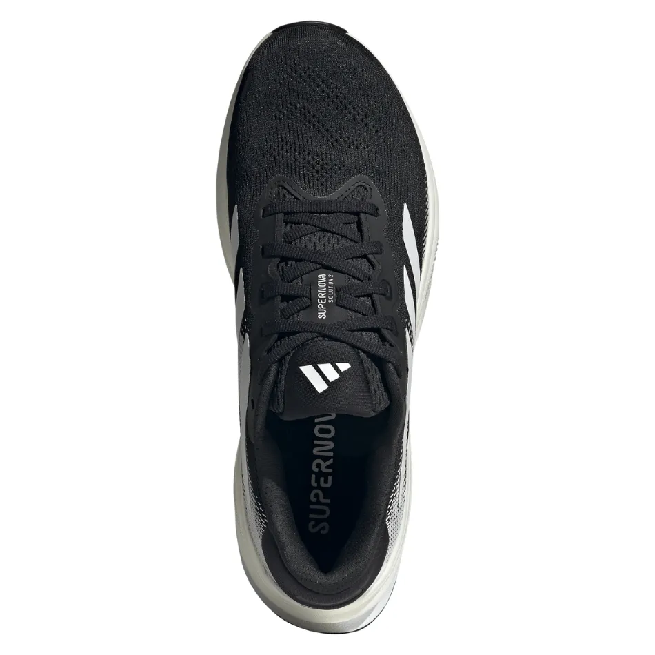Adidas Men's Supernova Solution 2 Running Shoes in Core Black/Cloud White/Core Black SS25 Comfortable Fit Around Heel