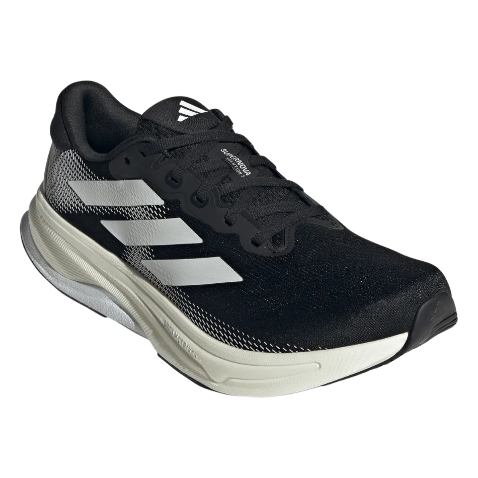 running shoes for fitness buffs Supportive footwear Adidas Men's Supernova Solution 2 Running Shoes in Core Black/Cloud White/Core Black SS25