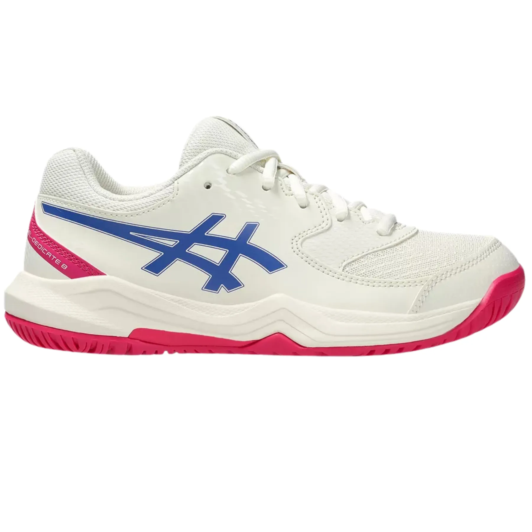 Sweat Control Comfort Trail Asics Gel-Dedicate 8 Junior Tennis Shoes - Cream/Dark Cobalt