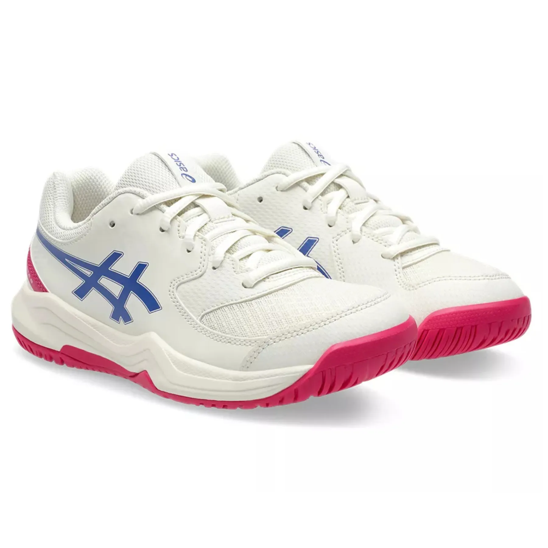 Asics Gel-Dedicate 8 Junior Tennis Shoes - Cream/Dark Cobalt Grippy Outsole Breathable