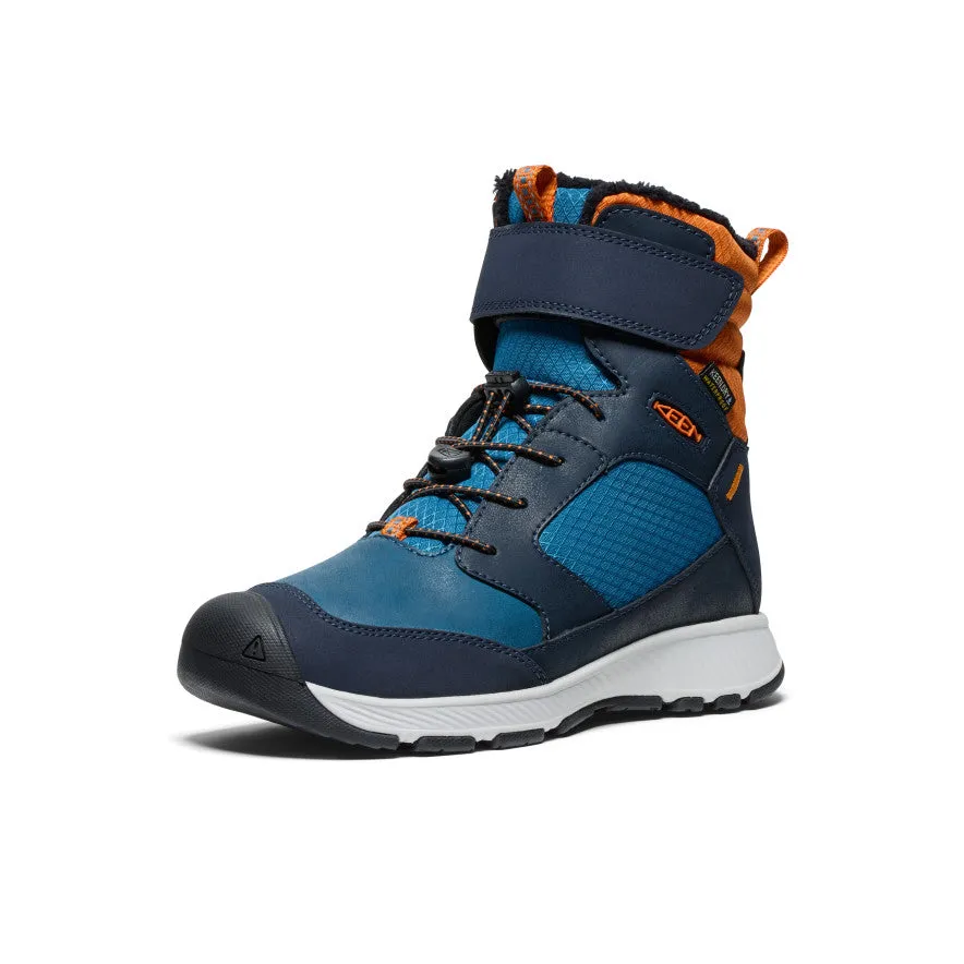 Big Kids' Skua Waterproof Winter Boot  |  Sky Captain/Gold Flame Lean Profile