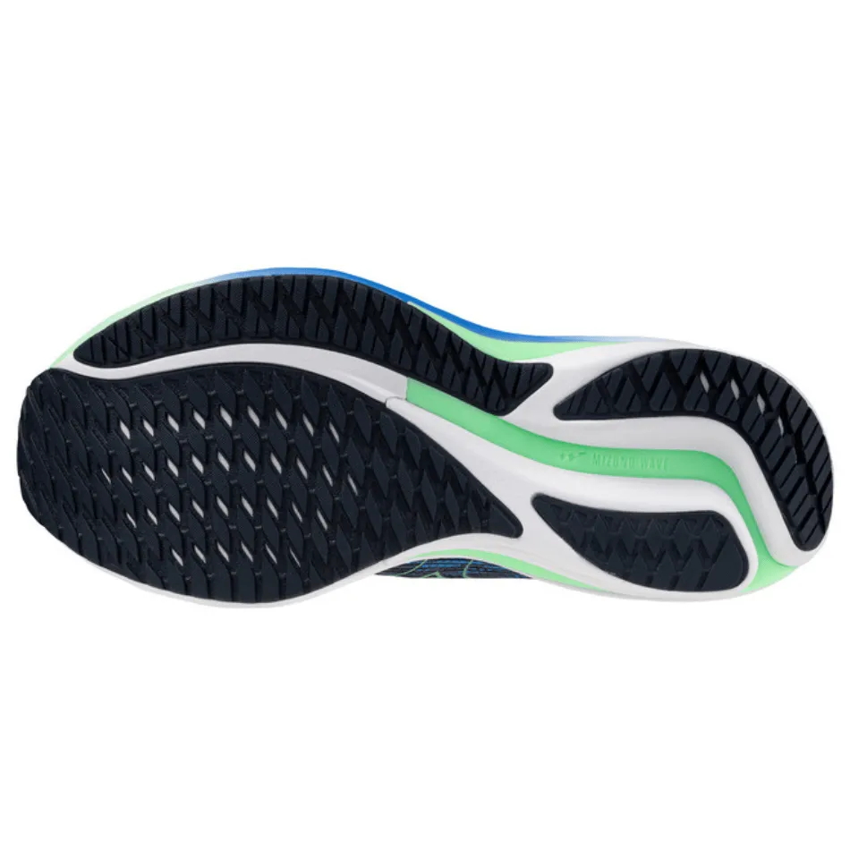 synthetic - upper shoes kids - run Mizuno Men's Wave Rider 28 Running Shoes in Vintage Indigo/Neo Mint/Frontier Blue SS25