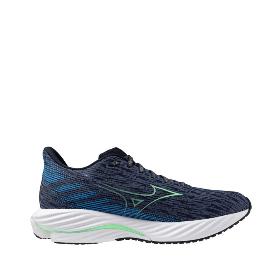 Mizuno Men's Wave Rider 28 Running Shoes in Vintage Indigo/Neo Mint/Frontier Blue SS25 Break - in - free