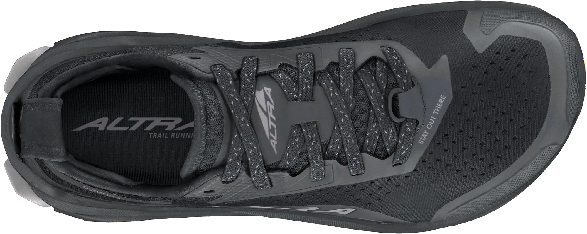 Altra Olympus 6 Mens Trail Running Shoes - Black Easy to slip on and off while maintaining a secure fit Forward Motion