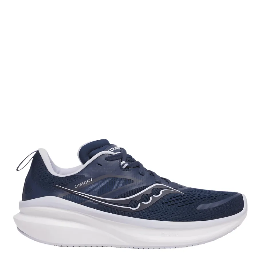 multi - surface sole Saucony Women's Omni 22 Running Shoes in Navy/Aster AW25