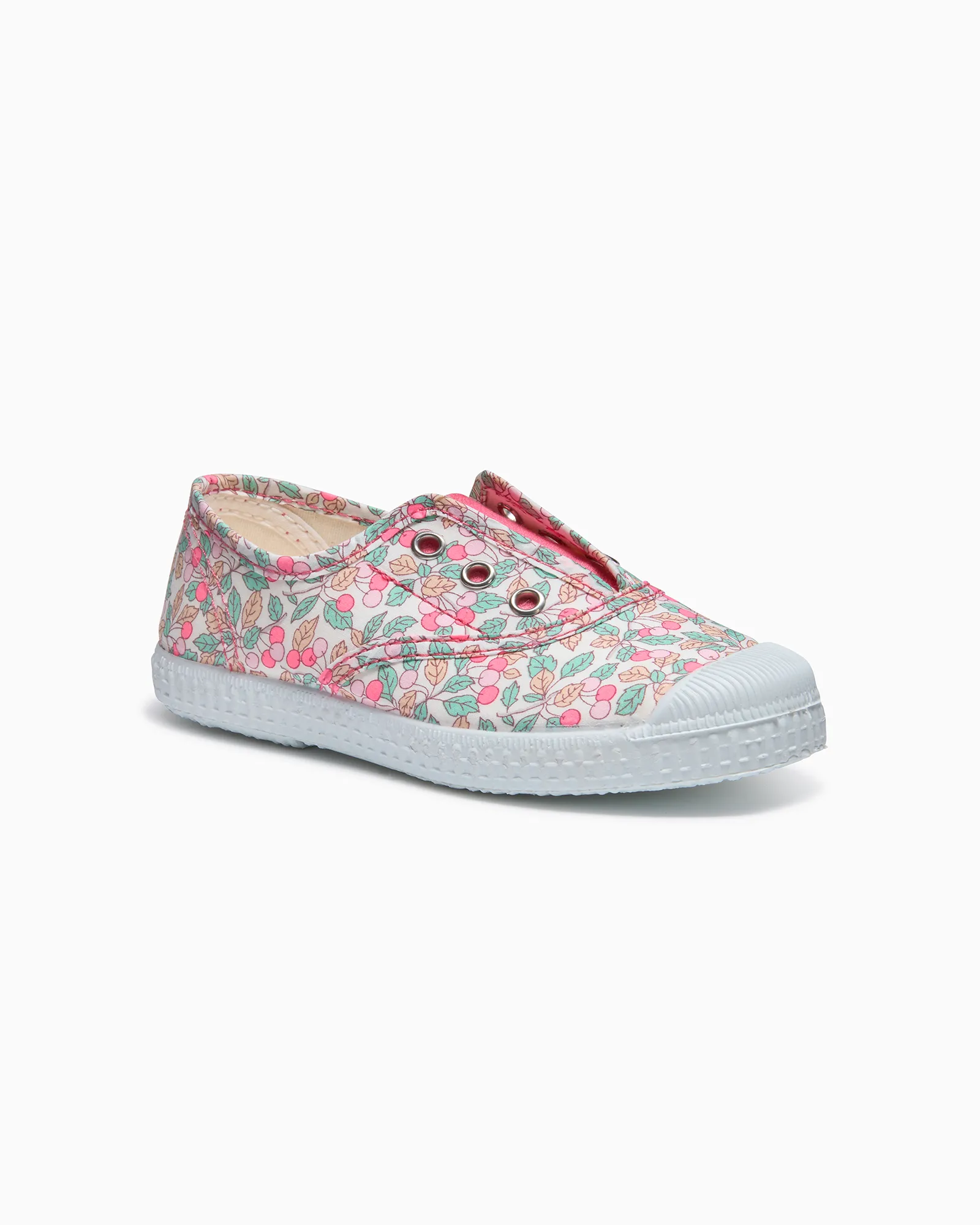 Fresh Steps Wind Safe Hampton Canvas Plum Print Plimsolls in Coco Cherry