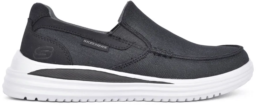 All Terrain Trekking Robust design Skechers Proven Suttner Canvas Slip On Mens Walking Shoes - Black