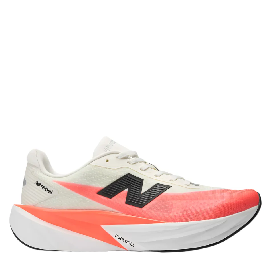 New Balance Men's Fuelcell Rebel v5 Running Shoes in Urgent Red/White/Sea Salt AW25 speed - optimized shoes